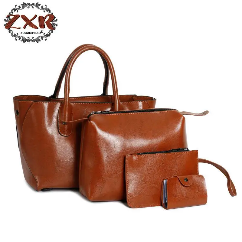 

4 Pcs/set Handbag Purse Tote Pu Leather Top-handle Bags Composite Messenger Bag Women's Shoulder Bag Crossbody Bolsas