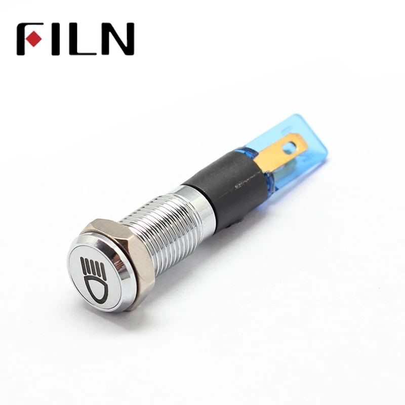 Waterproof Lamp FILN 12V LED Car Boat LED Warning Dashboard Signal Lights Instrument Pilot light 220V 8mm (10)