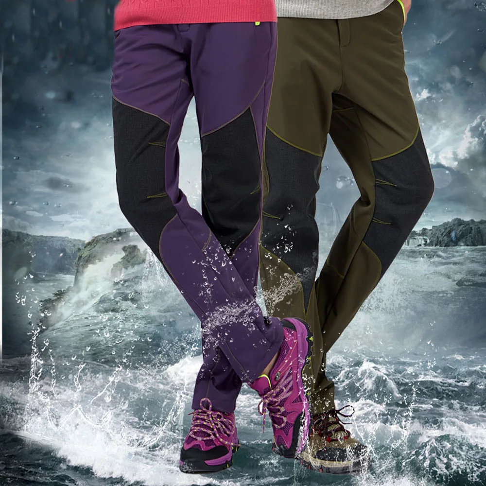 Winter New Brand Clothing Women/Men's Warm Fleece Thermal Windproof Waterproof Pants Patch