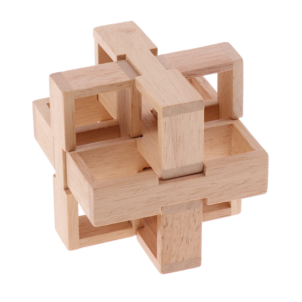 Challenge Yourself ! Disassemble and Assemble It- Classic Wooden Kong Ming Lock Brain Teaser Intelligence Puzzle Game Toy  