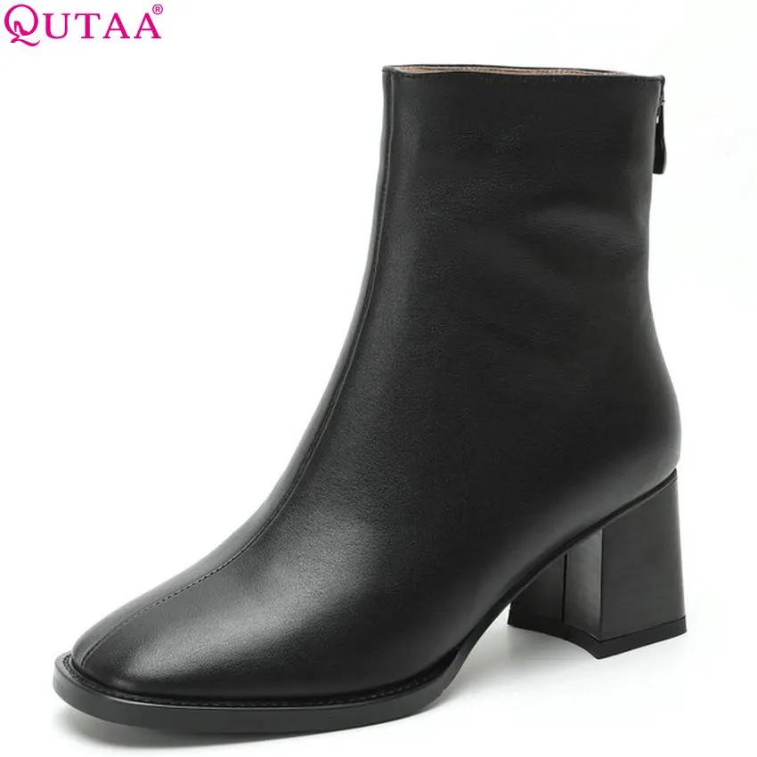 QUTAA/2019 г. Женские ботильоны универсальные зимние ботинки на платформе с