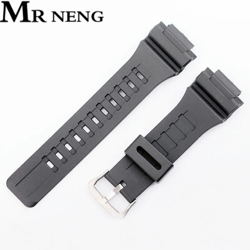 

MR NENG Rubber Strap for AQ-S810W, AQ-S800W, MRW-200H, Black Silicone Watchband Pin Buckle Strap Watch Wrist Bracelet Men