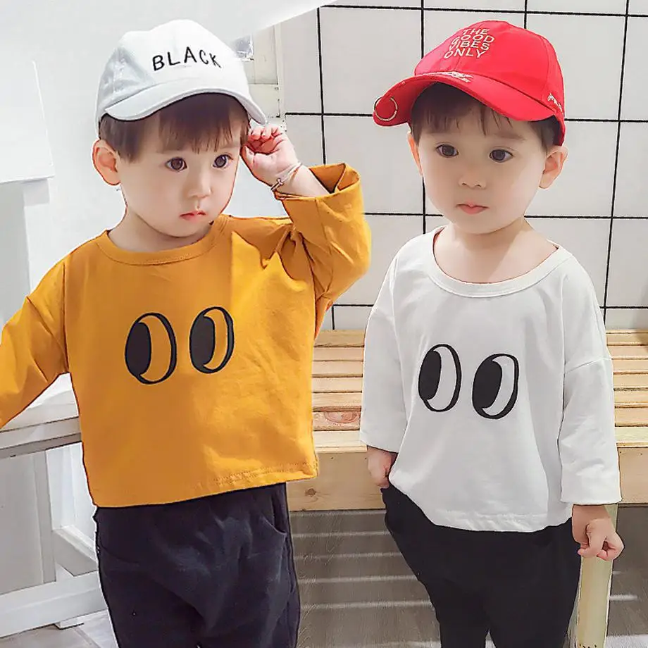 

Boys shirt 2018 new autumn children clothing baby boys long sleeve eyes printed loose shirts for boy casual tops kids clothes
