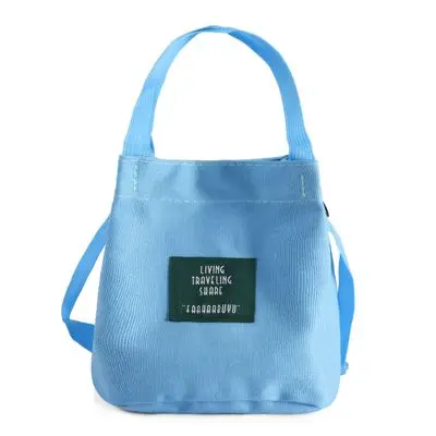 1 шт. сумка для продуктов, сумка для организации, дизайн, сумки на плечо, Женская Складная холщовая ткань, многоразовая хозяйственная сумка «фрукты» - Цвет: Небесно-голубой