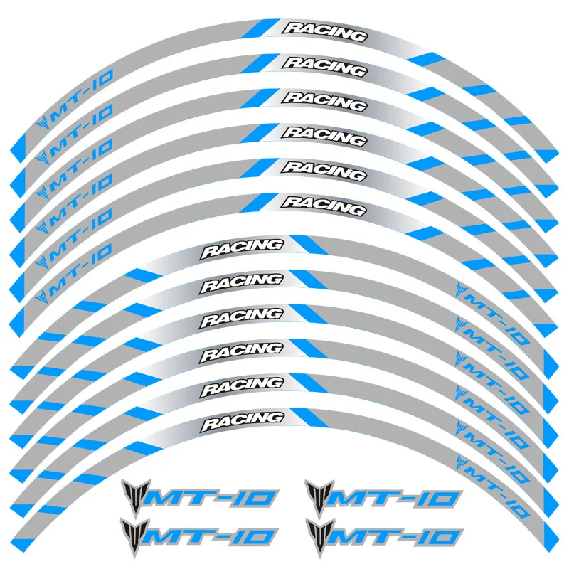 Новинка, высокое качество, 12 шт., подходят для мотоцикла, колеса, стикер, полоса, светоотражающий обод для Yamaha MT-10 MT10 - Цвет: 2