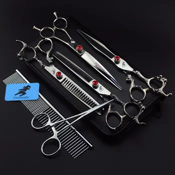 

7" Dragon Handle PET DOG Grooming scissors Cutting&Curved&Thinning shears 4pcs/set