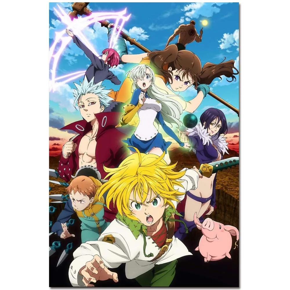 

The Seven Deadly Sins Japanese Anime Movie Art Silk Fabric Posters and Prints 24 *36 32*48 inches Wall Pictures Home Decoration