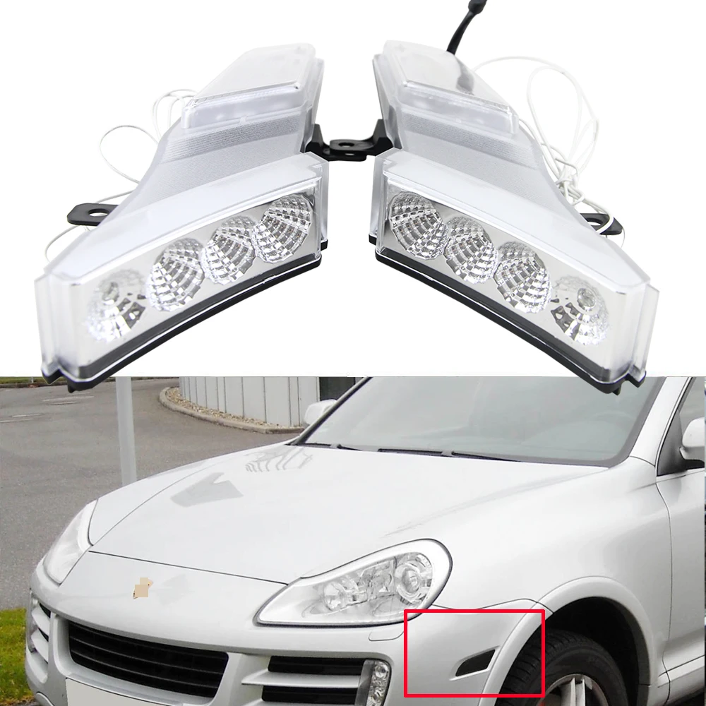 One Set 12V Led Amber Side Marker Turn Signal Lights W/ White Running