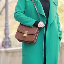 Модная классическая женская сумка на плечо с замком из натуральной кожи, женская сумка через плечо в стиле ретро, маленькая сумка-мессенджер с клапаном~ 18B10