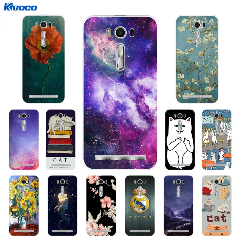 Phone Case for Asus ZenFone 2 Laser ZE500KL Silicon Back Cover 5.0 inch Cat Landscape Printing |