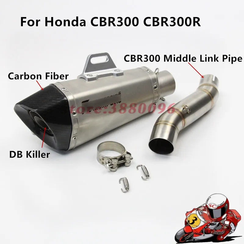 

Motorcycle Exhaust Escape Modified Middle Link Pipe Motorbike Laser Marking Muffler DB Killer Slip On For HANDA CBR300 CB300R
