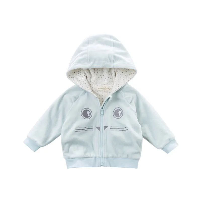 Dave Bella весна унисекс младенческой пальто с капюшоном дети печати Верхняя одежда для малышей Высокое качество Милая одежда DB7199 - Цвет: light blue