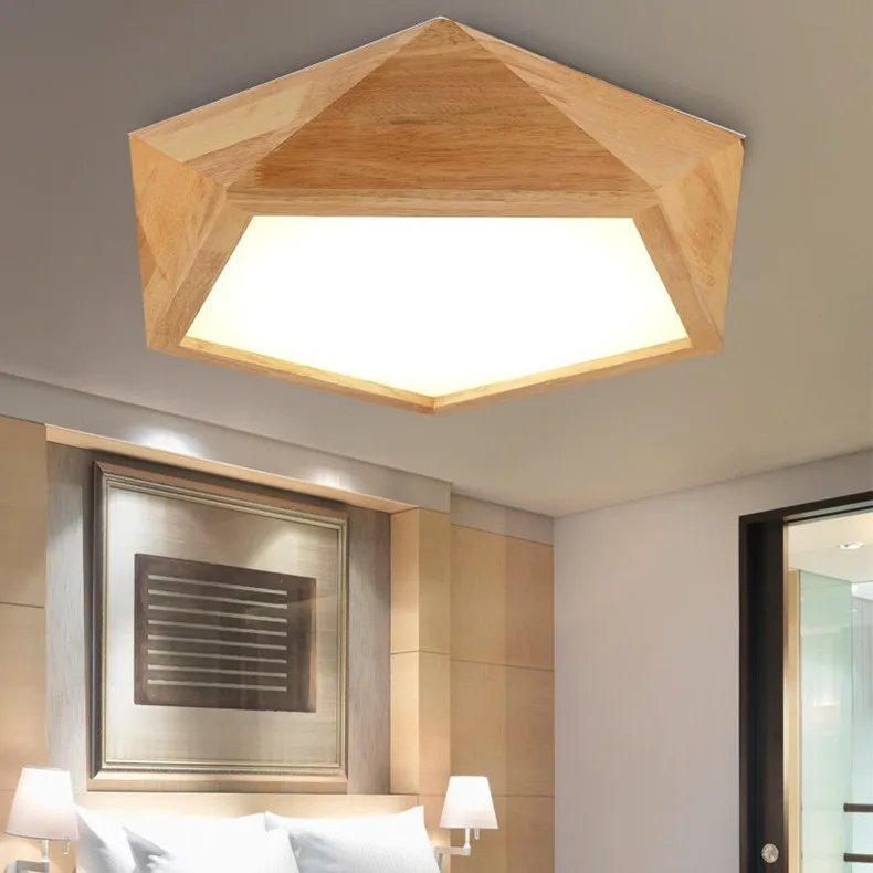 2017 Nuevo diseño moderno LED Luces de techo con madera cuadrada Marcos lamparas de techo estilo japonés Lámparas para dormitorio