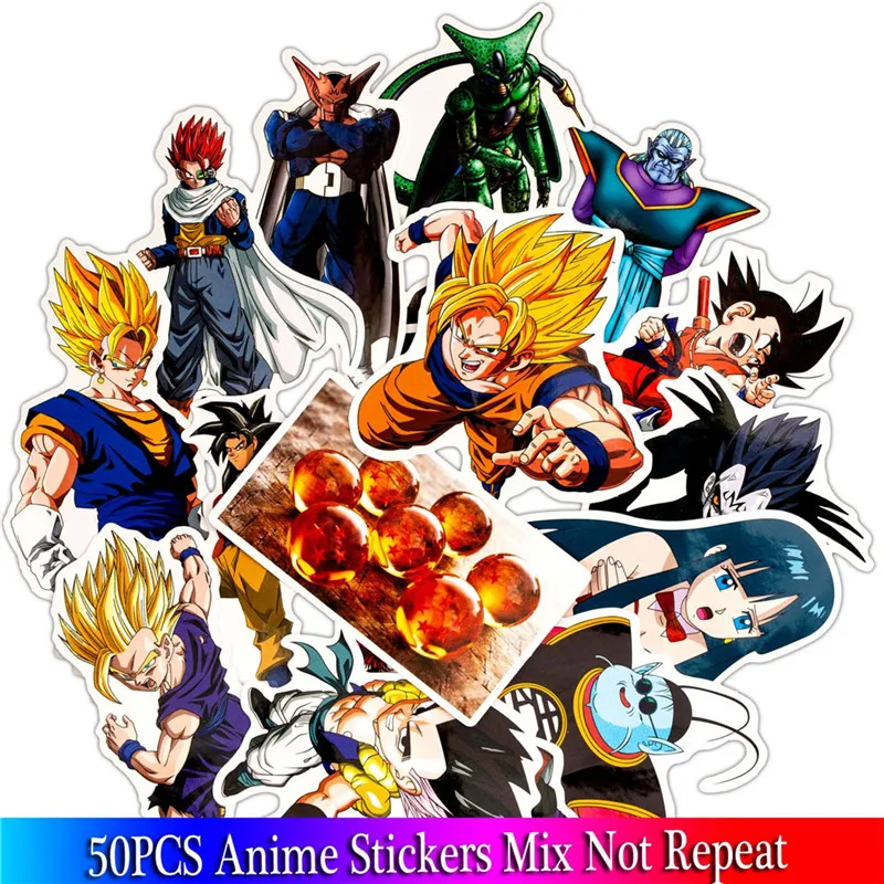 

50PCS Dragon Ball Anime Sticker Decal Sticker For Children DIY Luggage Laptop Motorcycle Skateboard Guitar Sticker