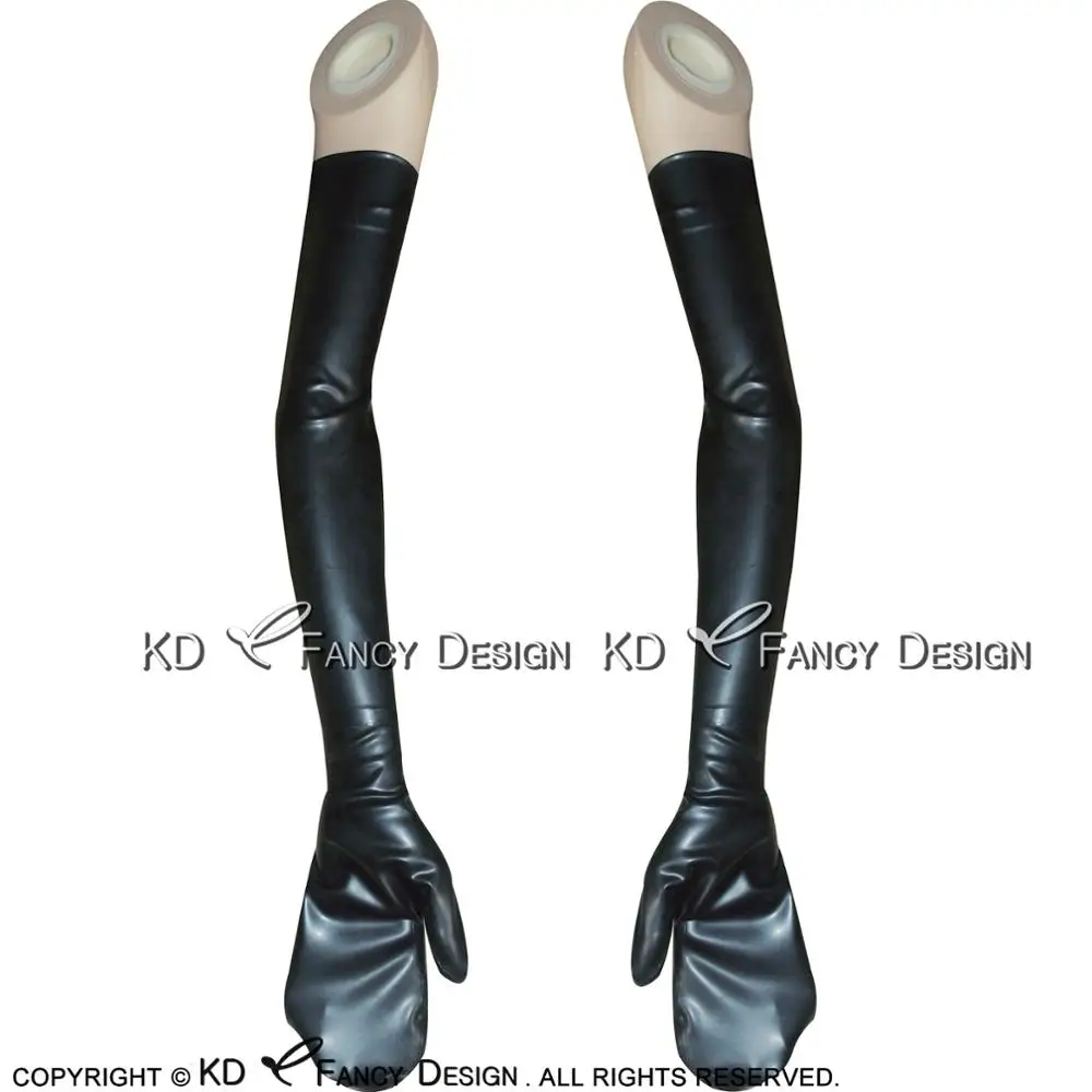 Черные сексуальные длинные латексные боксерские перчатки митенки резиновые митенки ST-0011