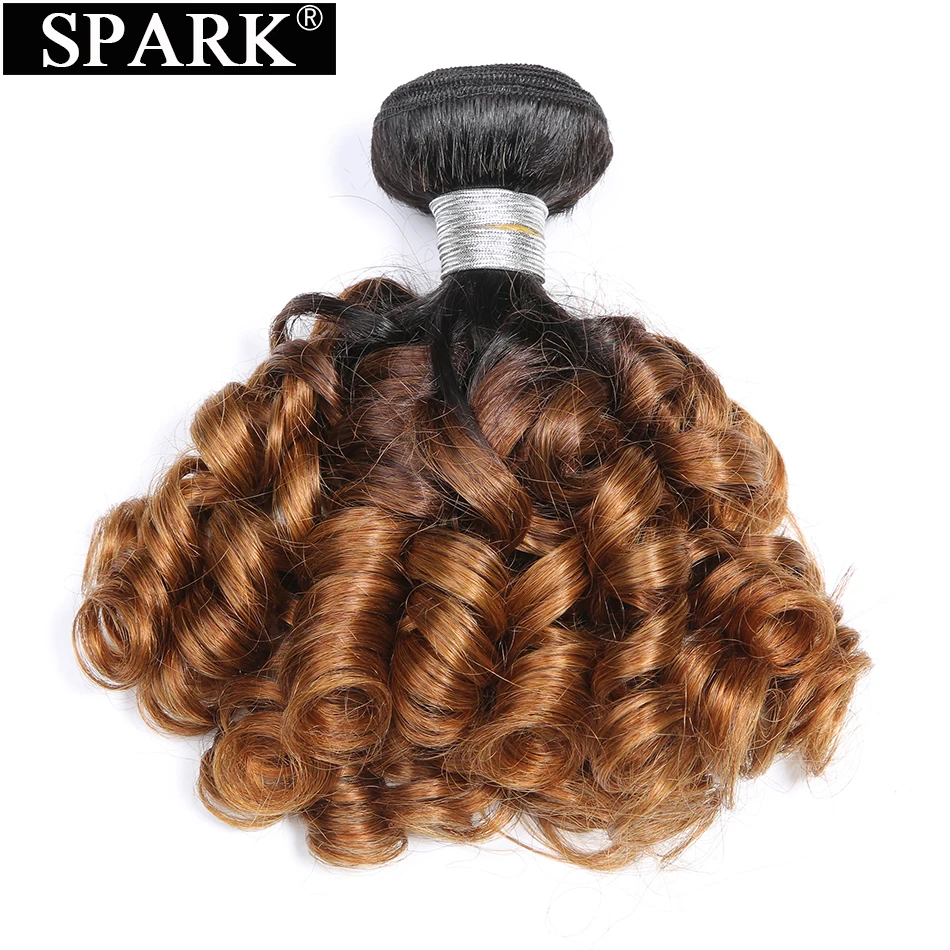 Spark Brazilian Bouncy Curly Hair Bundles 1/3/4pcs 1B/4/30&27 Ombre Color Remy Human Hair Extensions Curly Hair Weave Bundles
