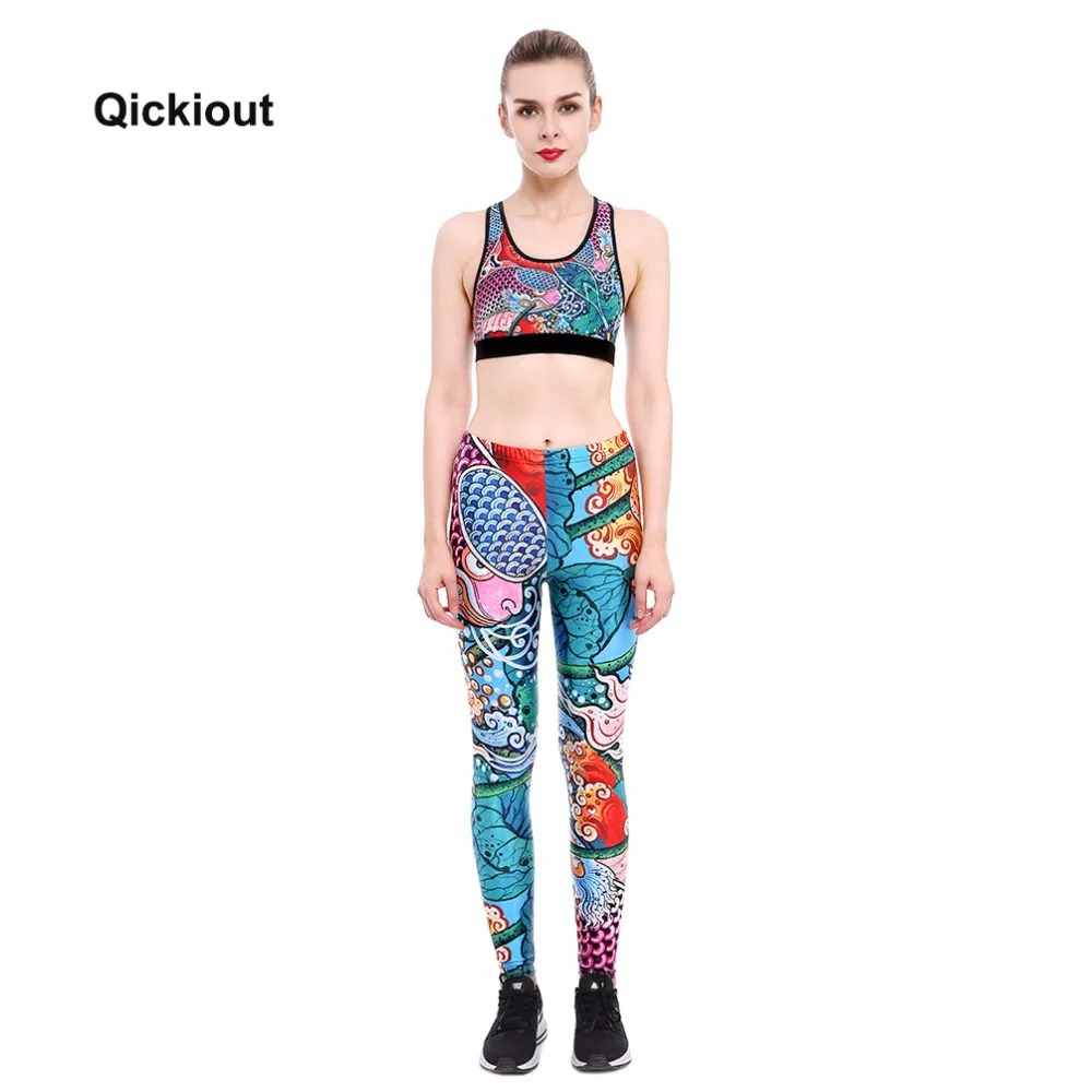 

Qickitout 2017 Chinese Style Bra Leggings Set Fitness Casual Quick-drying trousers Fashion Women Basic sportswear Long Pants set