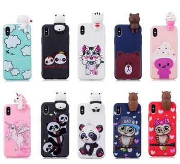 

100pcs/lot case for iphone XR XS Max X 8 7 6s Plus Cute 3D Animal Soft TPU Silicon Case For Samsung S10E S10 S9 S8 Plus A7 2018