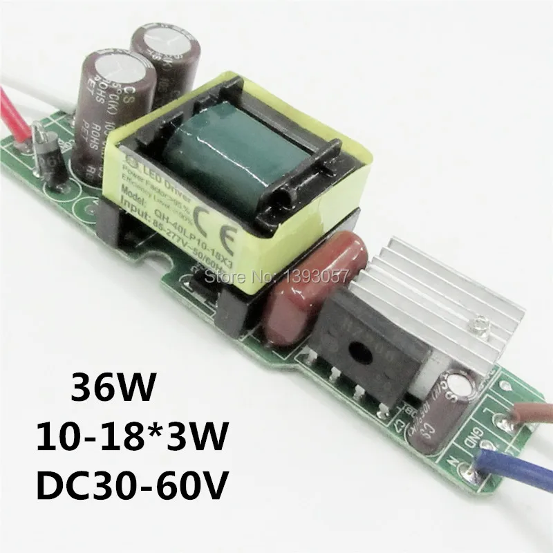 5pieces Isolation 36W AC85-277V LED Driver 10-18x3W 600mA DC30-60V PowerSupply Constant Current Bulb Lamp Free Shipping | Лампы и
