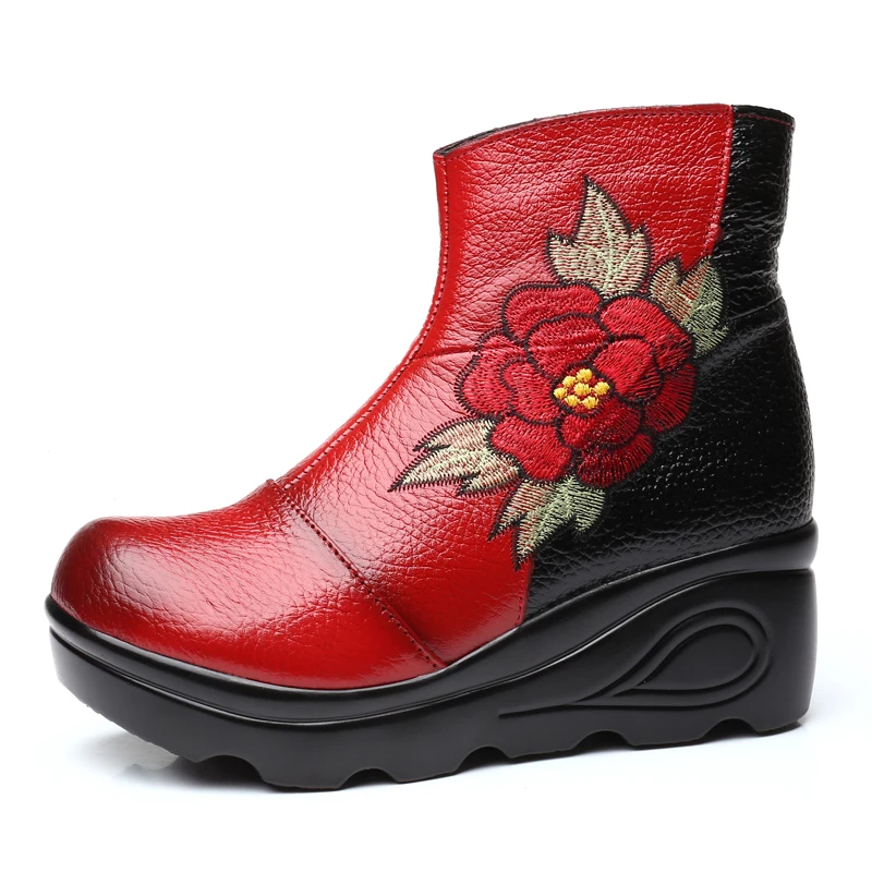 Skup Xiuteng rozmiar 35 40 2018 nowe kostki damskie buty zimowe haftowane buty kobieta odkryty Western płaskie obcasy kobieta platforma Boot