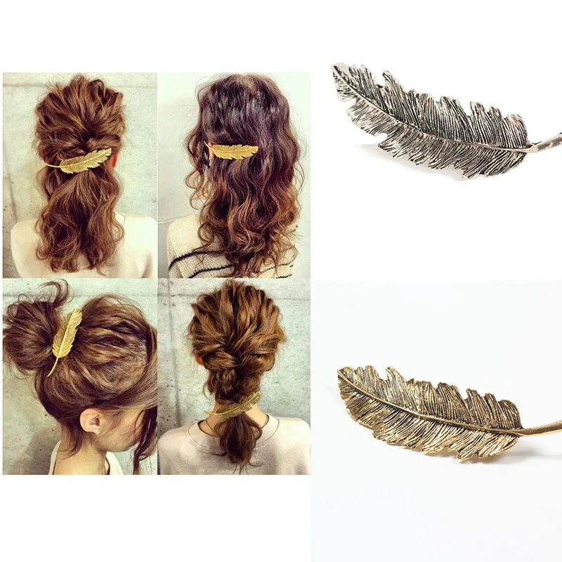 

Fashion Korean Leaf Feather Shaped Women Hair Styling Barrettes Hair Clips Hairpins For Women Girls Hair Decorations Hairdress