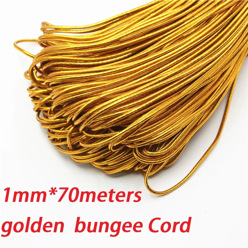 1mm golden elastic bungee string cord round twisted string rope 70