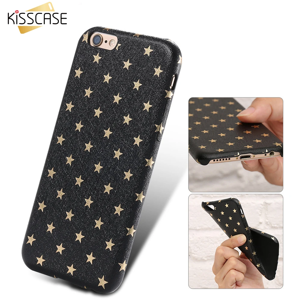 KISSCASE блестящий чехол для телефона iPhone 6 6S 7 8 Plus чехлы с золотой звездой мягкие из