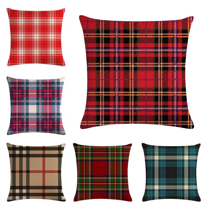 

45cm*45cm Retro grid color geometry linen/cotton cushion cover and sofa pillow case Home decorative pillow cover