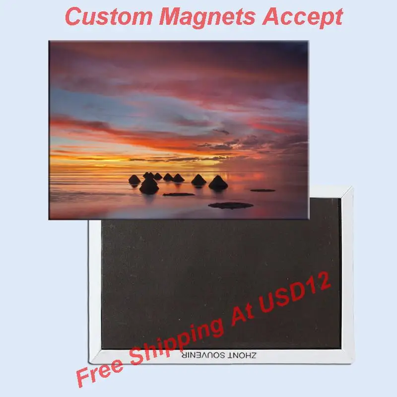 

Free Shipping over $12, Sunset Uyuni salt flats of Bolivia Rectangle Metal Fridge Magnet 5530 Tourism Souvenir