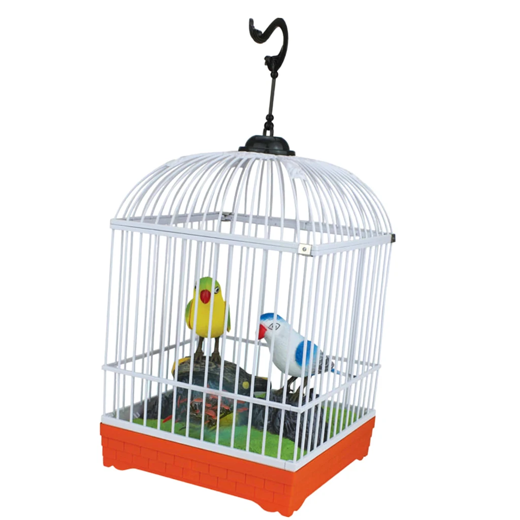 Электрическая имитирующая птица в клетке Голосовое управление детская игрушка домашний садовый декор A