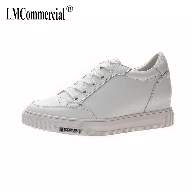 

Spring New Kind of Inside-dermis Heightened Small White Shoes Women's Korean Edition Tied Leading Layer Cowhide Casual Shoes