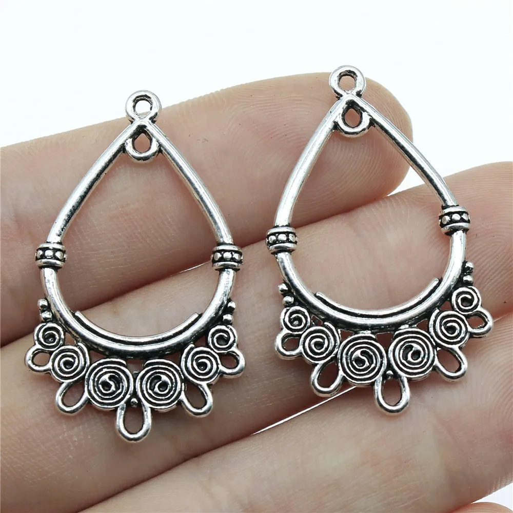 

WYSIWYG 8pcs 37x23mm Drop Earring Connector For Jewelry Making Antique Silver Drop Earring Connectors Charm Earrings Connector