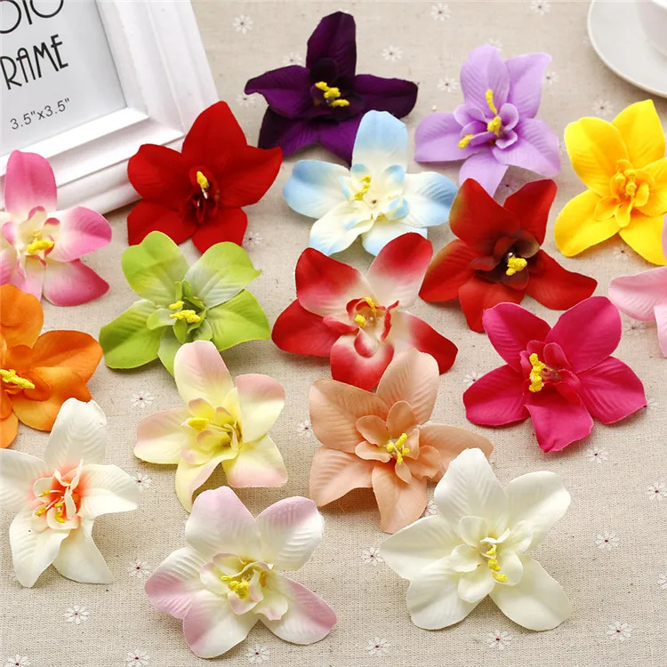 

10pcs Artificial Orchid Flower Heads Wedding Car Decoration DIY Crafts Accessories Flower Wall Photography Props Fake Flowers