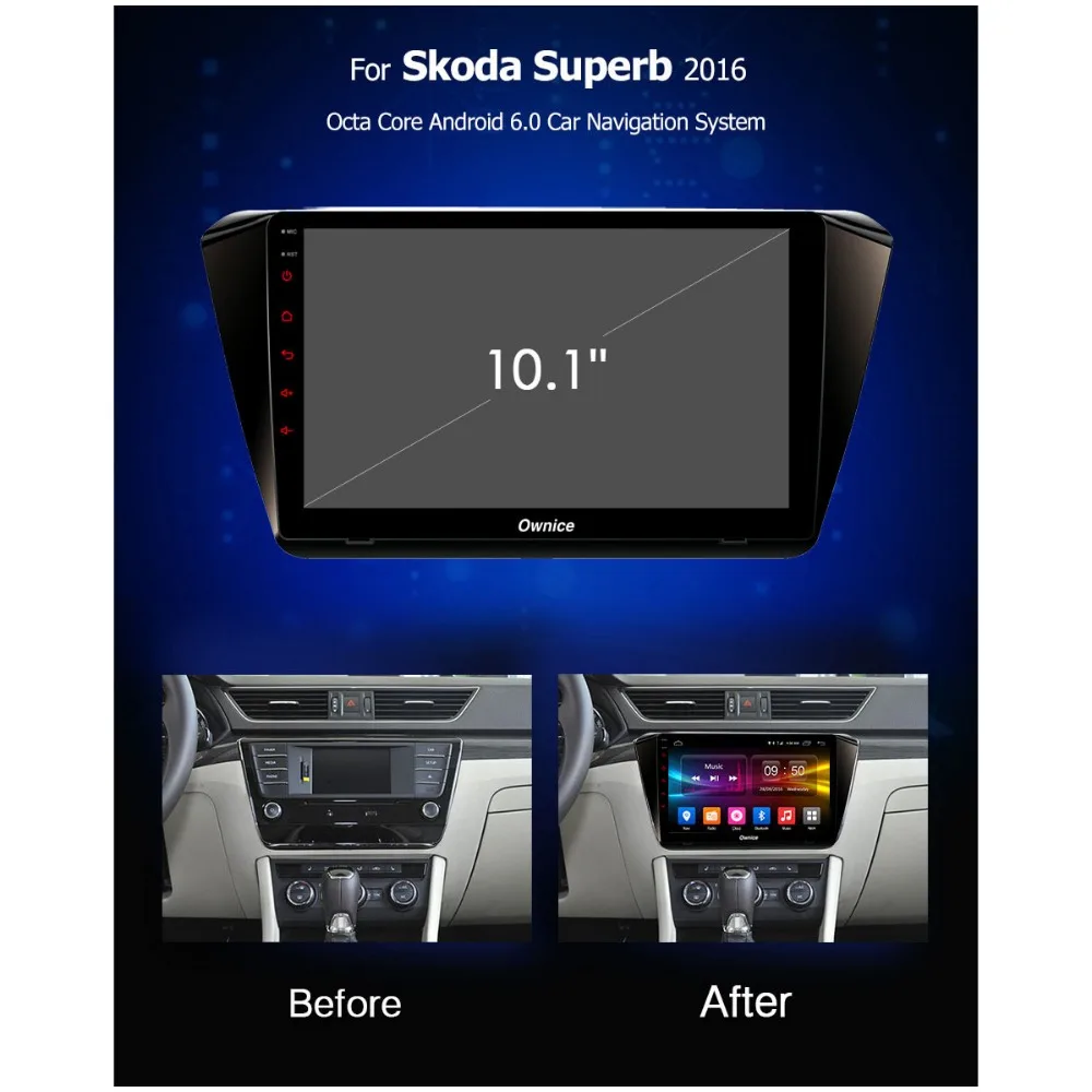 Cheap 10.1" IPS+2.5D Octa Core Android 9.0 Car DVD Player For Skoda Superb B8 2016 2017 2018 GPS Navi Radio 4G+32G CarPlay DSP ADAS 1