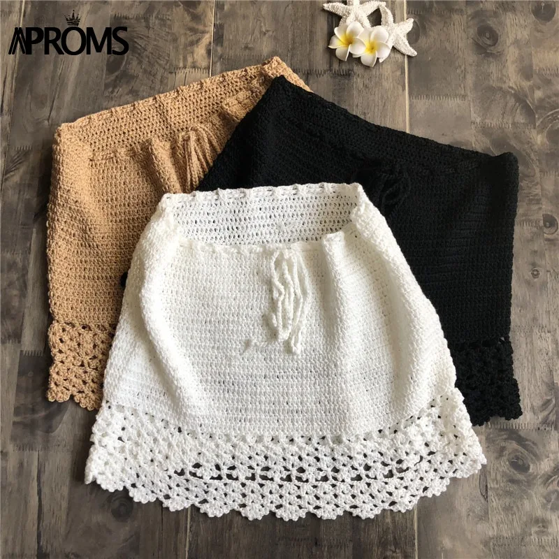 Elegant Handmade Cotton Crochet Mini Skirts Women Summer High Waist Bow Tie Skirt Ladies Beach Bikini Bottoms Saias 2019 New Elegant Handmade Cotton Crochet Mini Skirts Women Summer High Waist Bow Tie Skirt Ladies Beach Bikini Bottoms Saias 2019 New