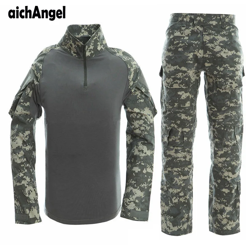 

Tactical Camouflage Military Uniform Clothes Suit Men US Army Frog Clothing Military Combat Shirt + Cargo Pants