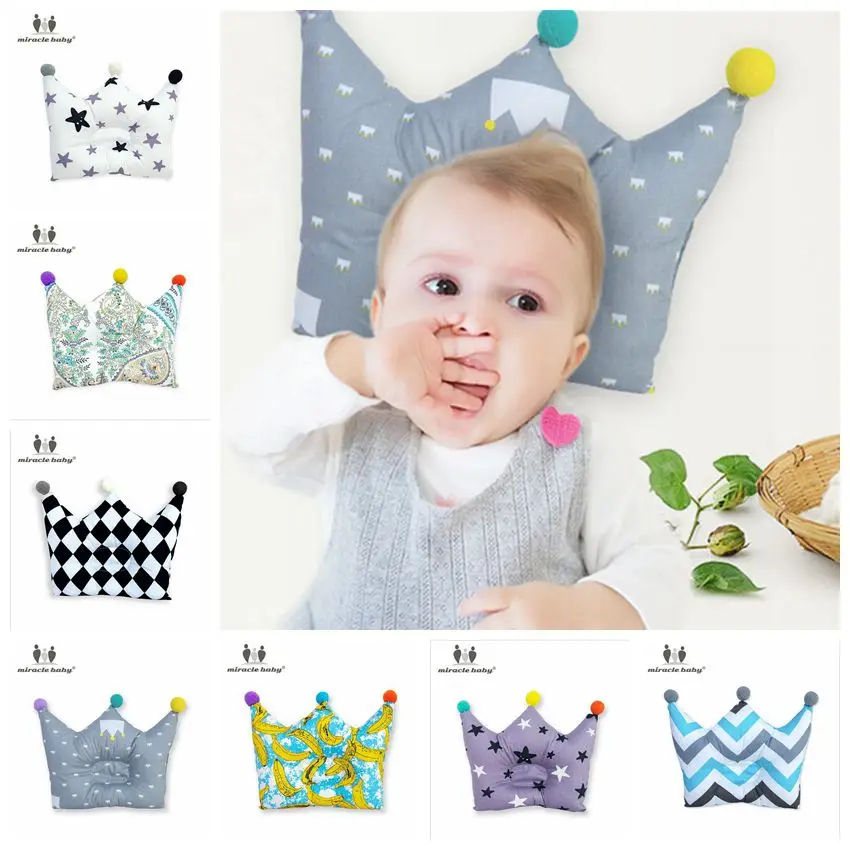 

Miracle Baby Forming Cotton Nursing Pillow Prevent Flat Head Baby Cute Crown Shape Infant Pillow Newborn Sleeping Bedding