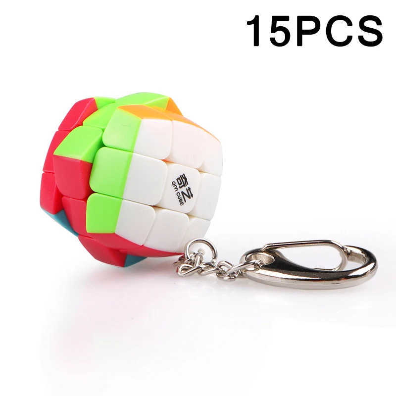

15PCS QiYi Keychain 3.0CM Magic cube MiNi Professional Puzzle cube Speed Smooth Non Sticker Toys For Children