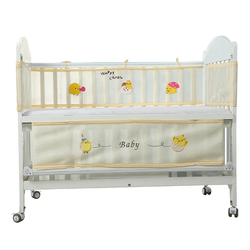 Детская кровать бампер дышащая сетка защита для кроватки детские постельные принадлежности набор Croth к кроватке 2 шт. в партии подходит для всех размеров кроватки круглые - Цвет: Yellow