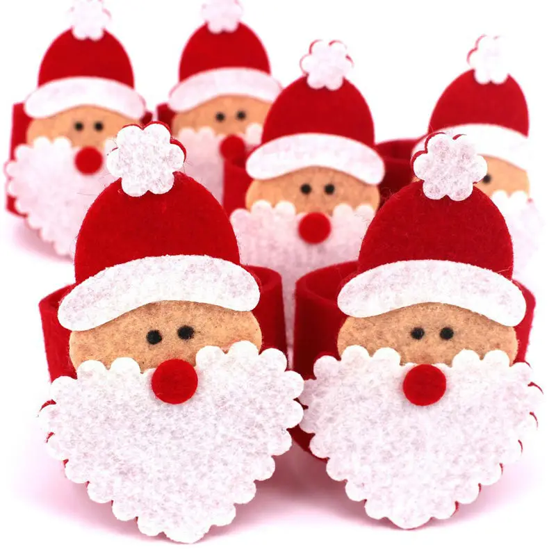 

Merry party Christmas 3 pcs Christmas Santa Napkin Ring Napkin Holder for Xmas Hotel Dinner Party Table Decoration Supplies
