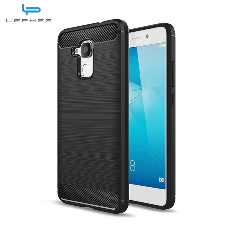 

LEPHEE For Huawei Honor 5C Case Huawei Honor 7 lite Silicone TPU Brushed Texture Carbon Fiber Phone Cover for Huawei GT3 Case
