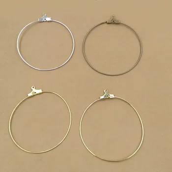 

40mm Blank Circle Wire Clip Earring Hooks with Loop Diy Earrings Findings Accessories Jewelry Making Multi-color Plated