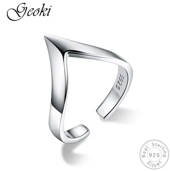 

Geoki 925 Sterling Silver Solid Castle Peak Cocktail Ring S925 Simple Sharp Pointy Adjustable Ring for Women Original Jewelry