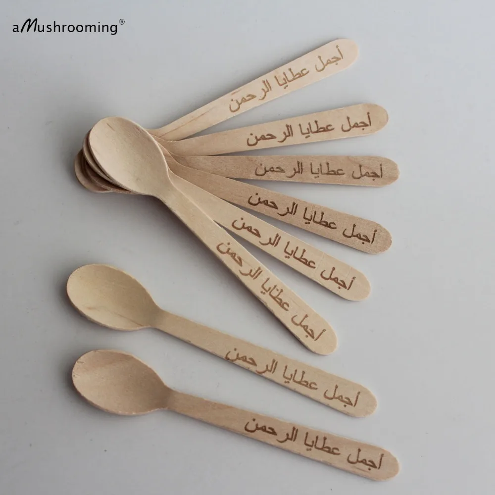 100 Personalized Mini Wooden Spoons Dessert Jar Party Treat Spoons