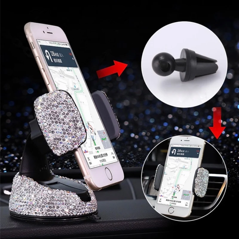 

Crystal Diamond Universal Car Phone Holder for iPhone Mobile phone Bling Bling Car Dashboard Mobile Phone Bracket Suction Holder
