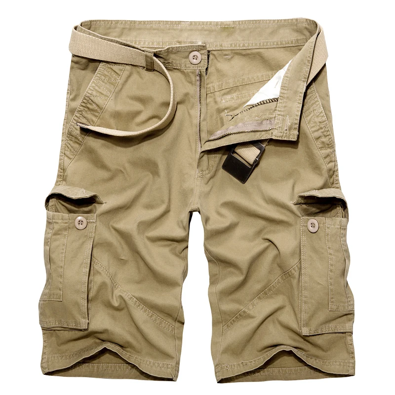 

2019 New Arrival Cargo Shorts Men Casual Military Fashion Shorts Homme Cotton Loose Quality Clothing Tactical Short Pants NoBelt