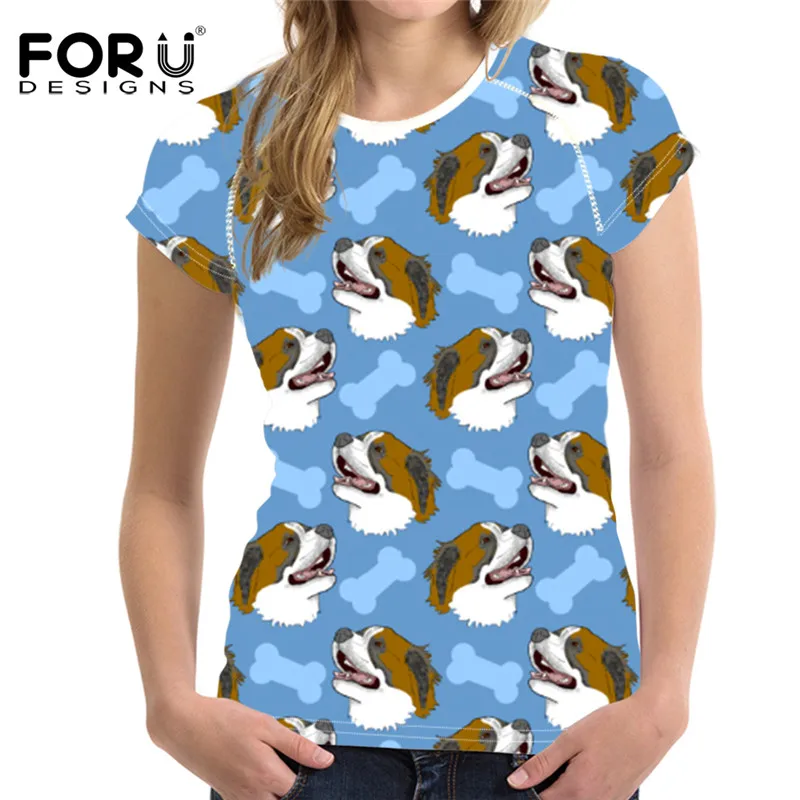 

FOURDEIGNS T-shirt Women Saint Bernard Dogs Printing Fashion T Shirt for Girls Plus Size Female Clothing Comfortable Tops & Tees