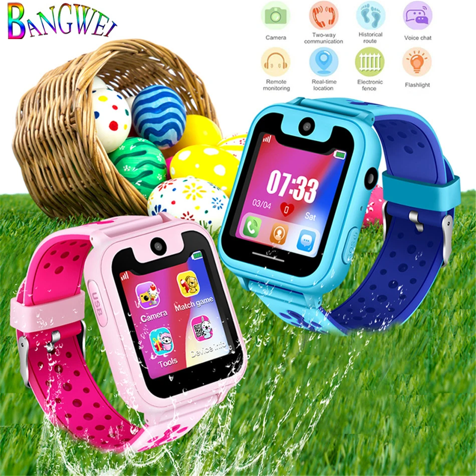 

BANGWEI Hot Sale Children Phone Watch LBS Positioning Remote Monitoring Lighting SOS Kid Smart Watch Voice Chat SIM Card Camera