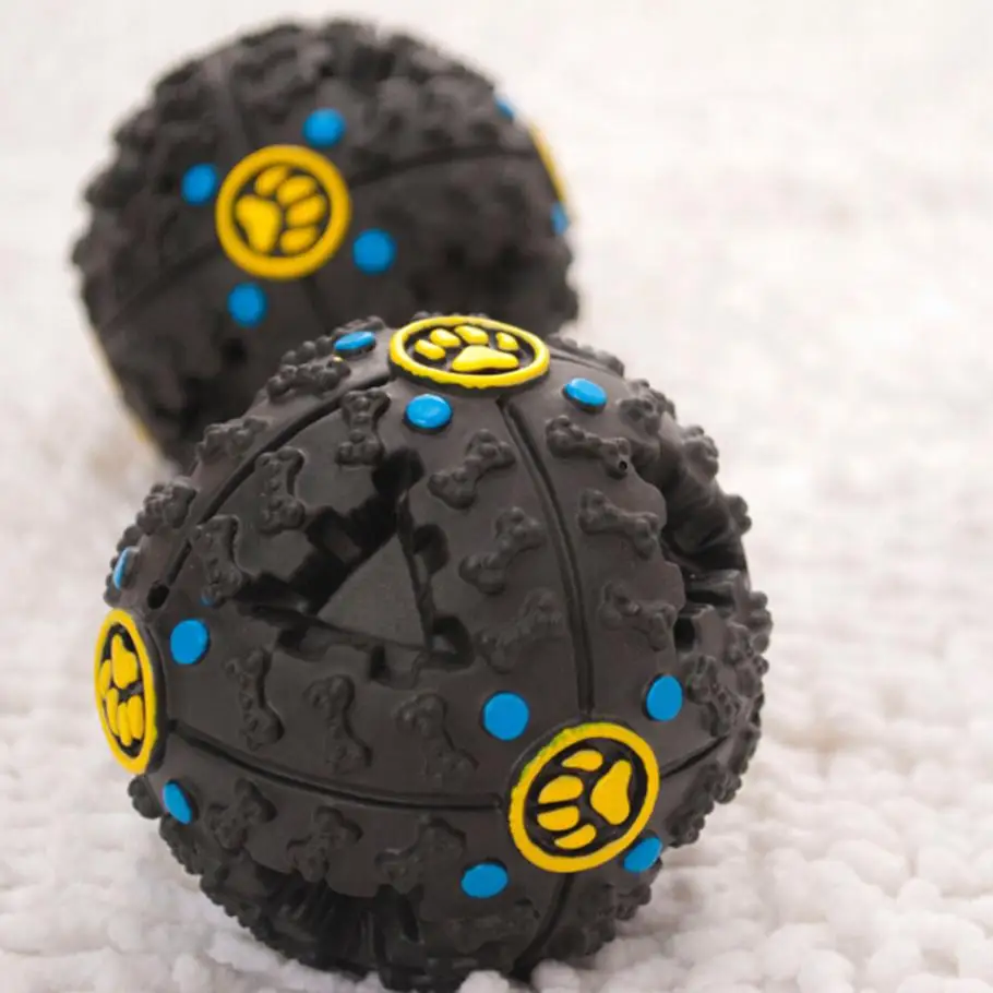 

MUQGEW Silicone Pet Dog Cat Playing Squeaky Squeaker chew toy ball Sound Chew Treat Holder Ball Toy