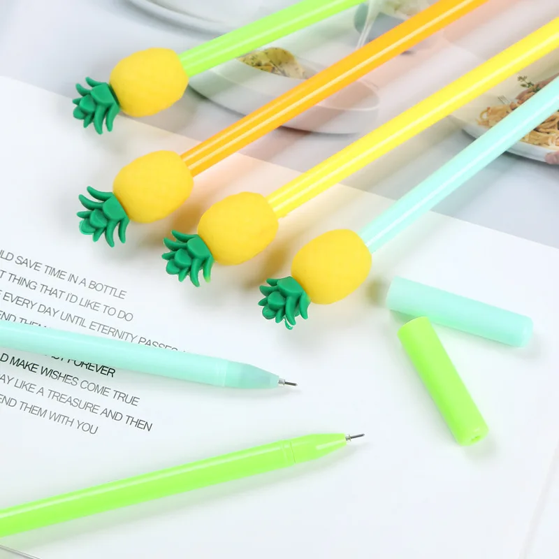 Canetas para Estudantes da Escola Atacado Kawaii Fruta Caneta Bonito Abacaxi Gel Escritório Coreano Estacionário Cores Misturadas Frete Grátis 60 Pçs 3 Atacado 60 pçs kawaii fruta caneta bonito